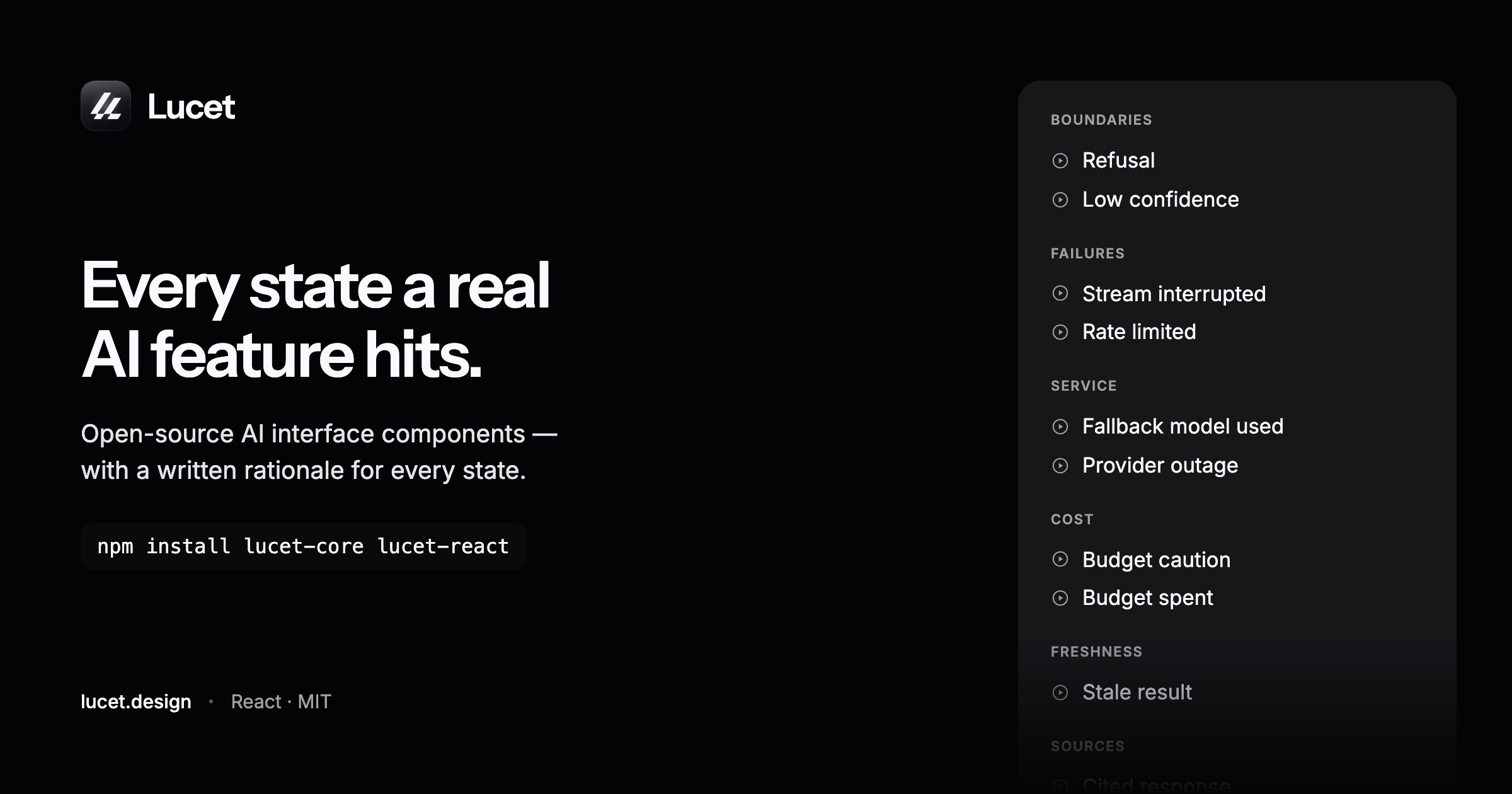 Lucet — AI interface patterns for what comes next: the missing states designed, the missing…